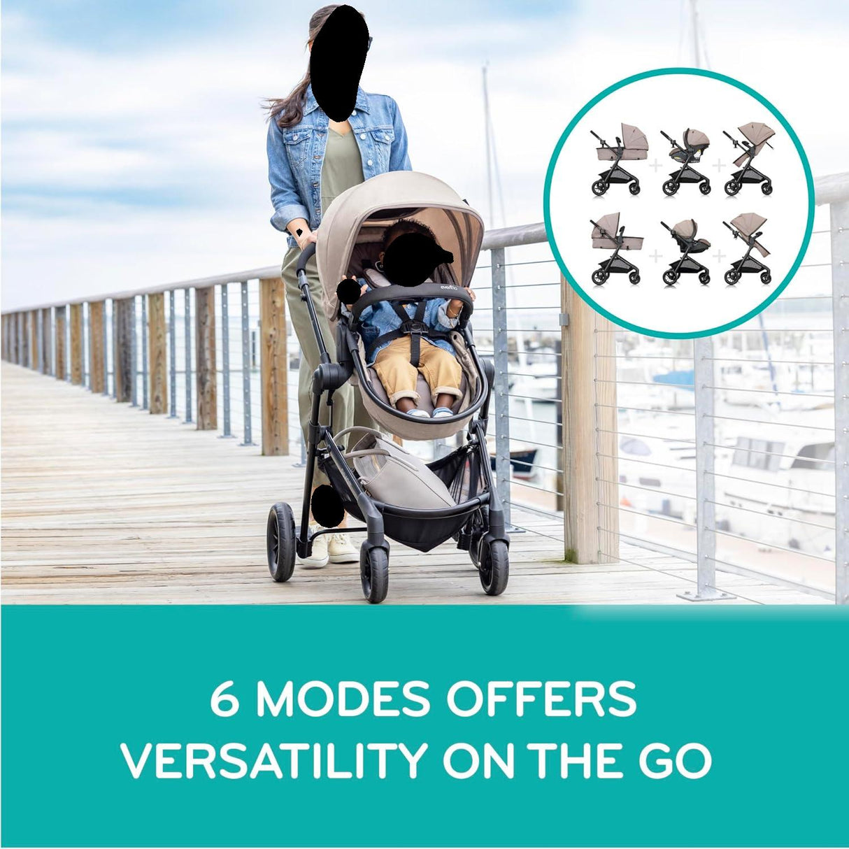 Evenflo Pivot Modular Travel System with LiteMax Preemie and Infant Car Seat (Desert Tan)