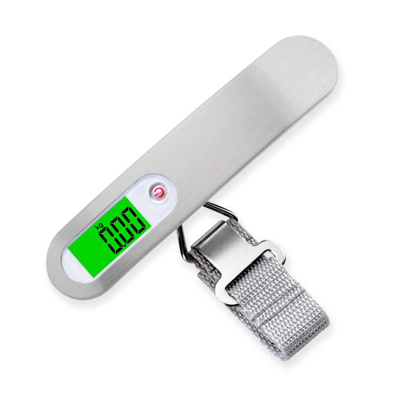 Deluxe Digital Luggage Scale, 110lb / 50kg, Backlit, Stainless Steel/White