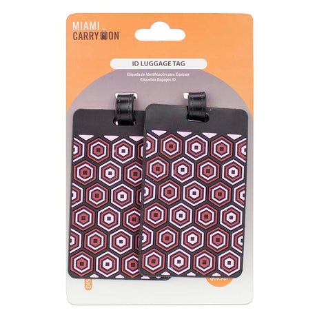 Colorful Luggage ID Tags – Set of 2 - Red Hexagons , , TLCDRDBK-b_jpg