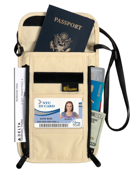 Tashke RFID Blocking Neck Travel Wallet Pouch Hidden Security Passport Wallet , , 3