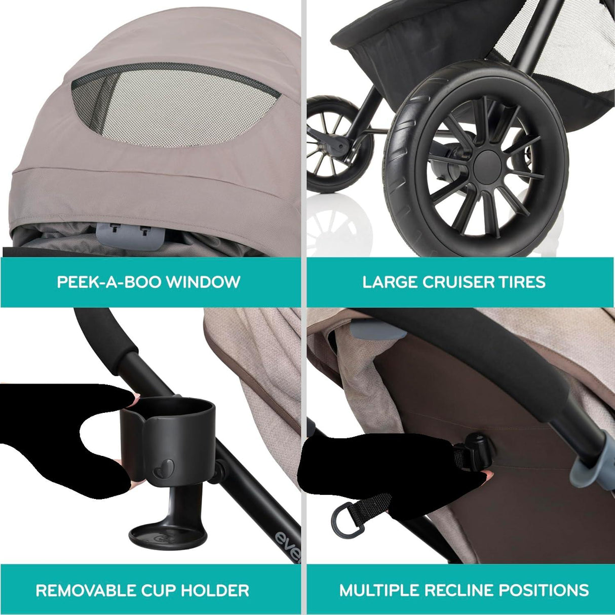 Evenflo Pivot Modular Travel System with LiteMax Preemie and Infant Car Seat (Desert Tan)